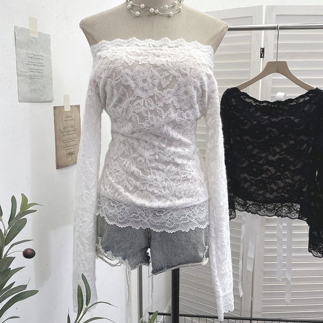 Cutout Tie Back Lace Slim Top