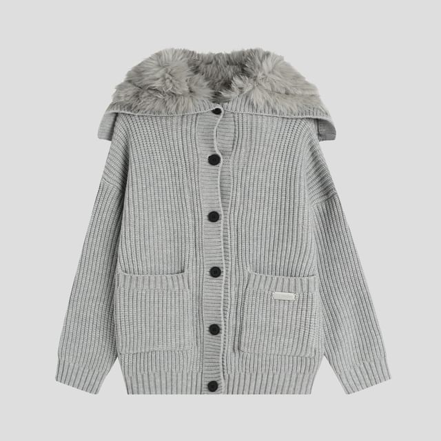 Unisex Furry-Lined Overfit Knit Cardigan