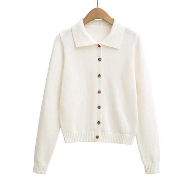 Collared Plain Cardigan