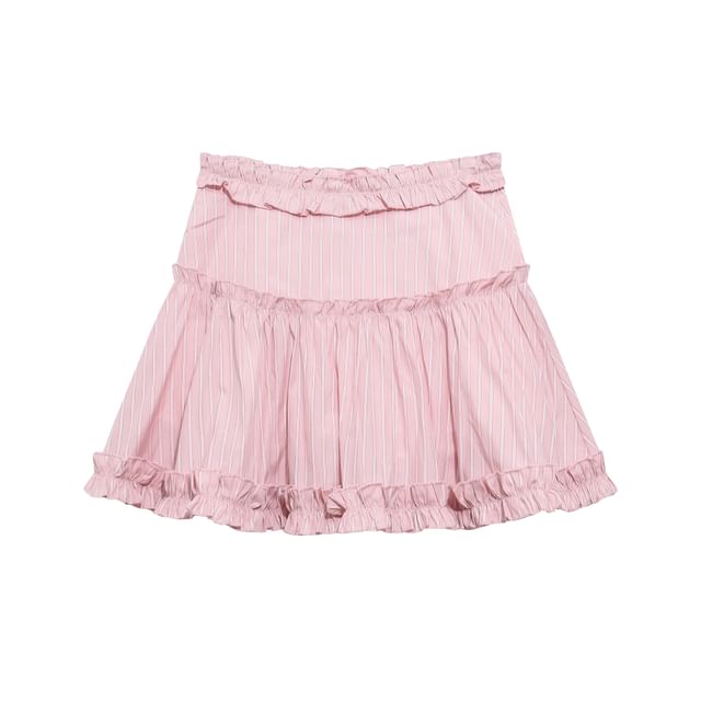 Pinstriped Mini A-Line Skirt High Waist