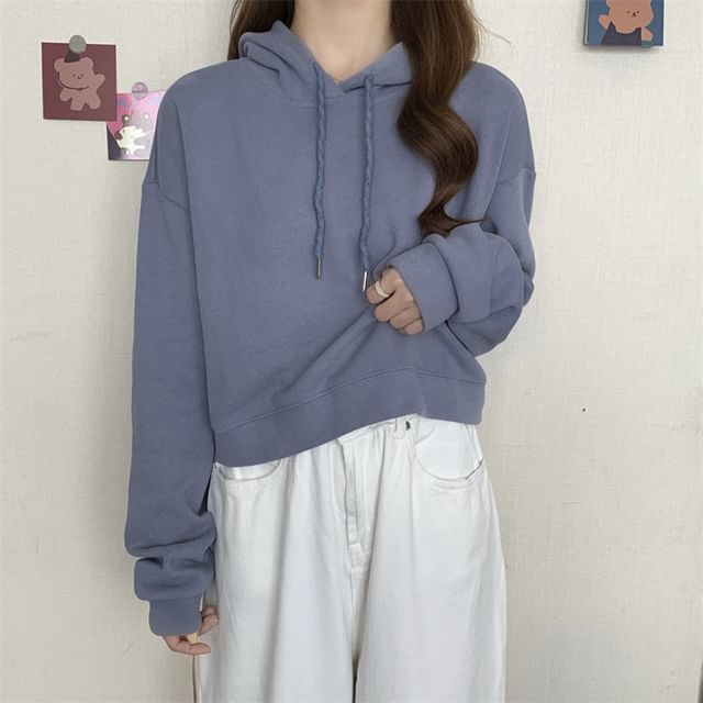 Cropped Solid Fleece Sweatshirt