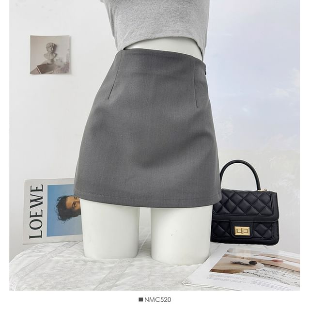High Waist Plain Mini Pencil Skirt