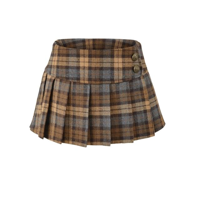 Low Rise Paid Pleated Mini A-Line Skirt