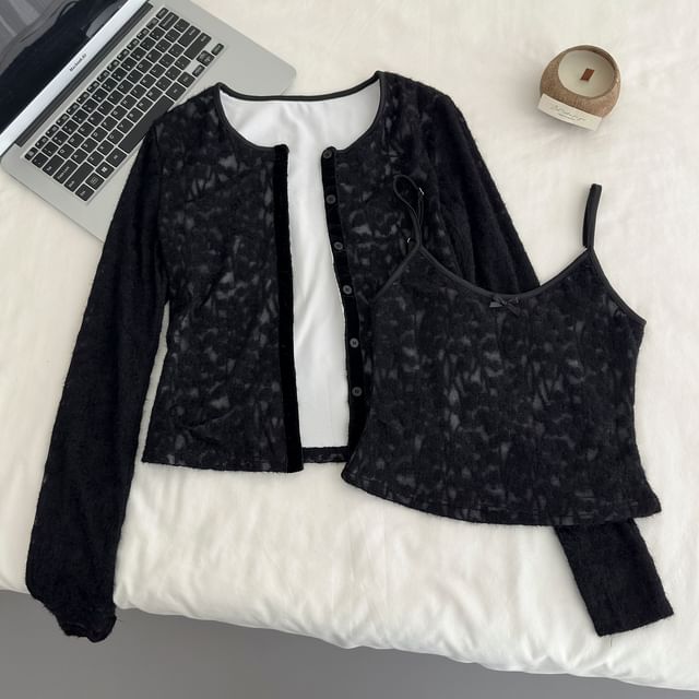 Lace Cardigan and Camisole Set