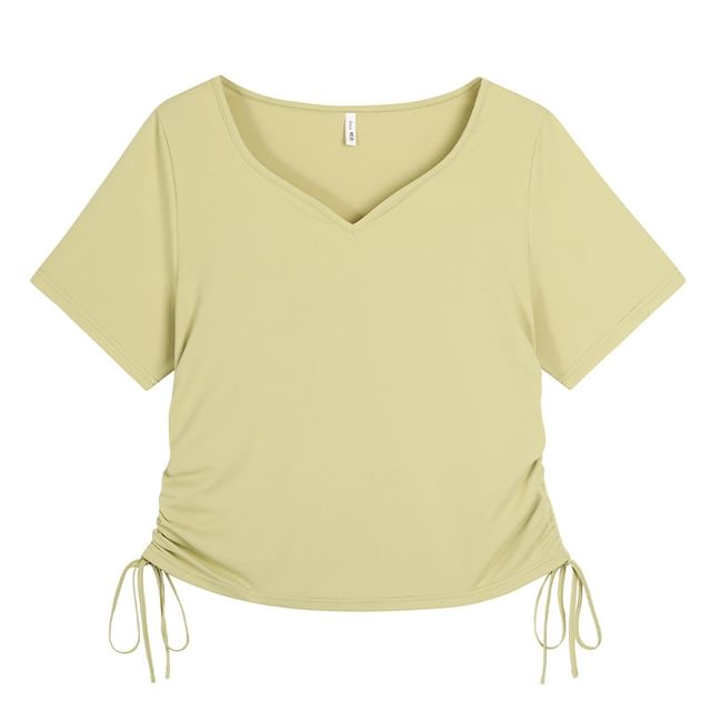 V-Neck Side Drawstring Tee
