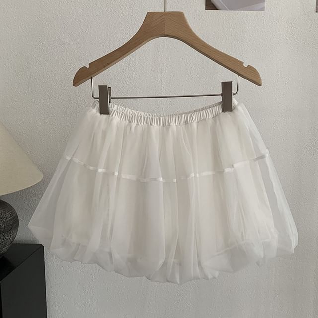 Sheer Mini A-Line Skirt - Mid Rise Plain