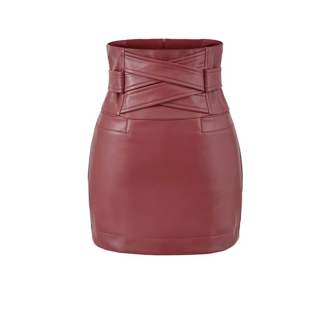 Faux Leather Mini Pencil High-Waisted Skirt