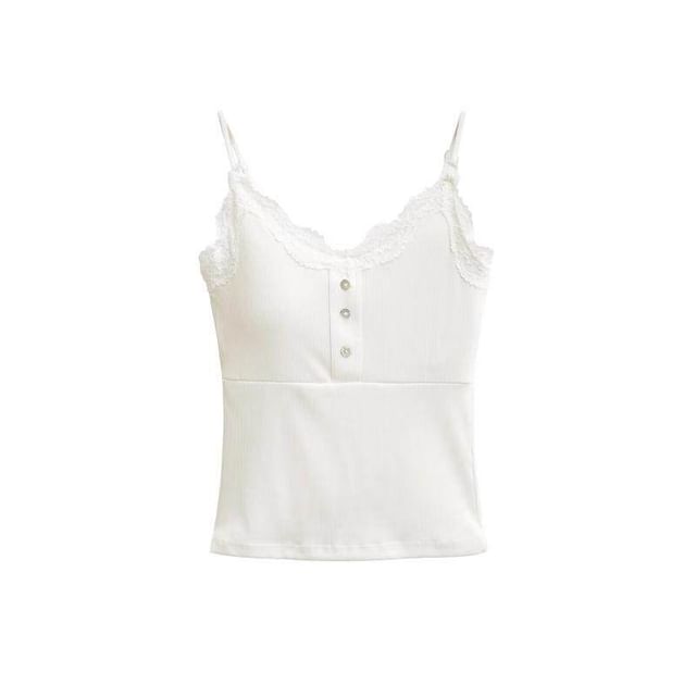 Spaghetti Strap V-Neck Lace Camisole