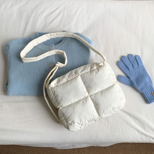 Plain Quilted Puffy Crossbody Bag