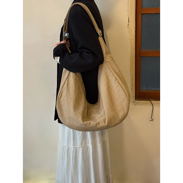 Plain Nylon Slouchy Shoulder Bag