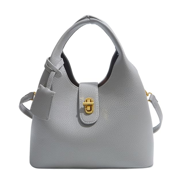 Top Handle Faux Leather Bucket Bag