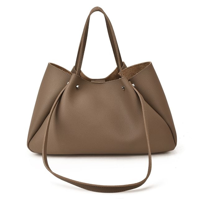 Tri Fold Faux Leather Tote Bag