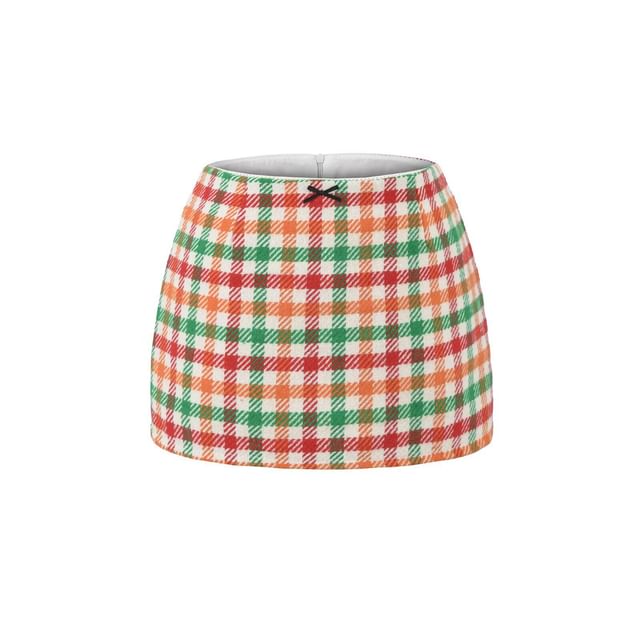 Plaid Mini Skirt - Low Waist