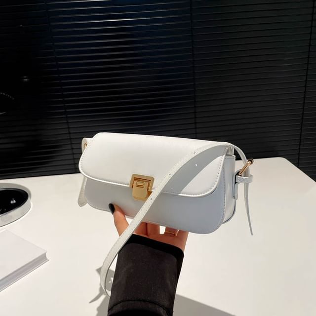 Faux Leather Flap Plain Shoulder Bag