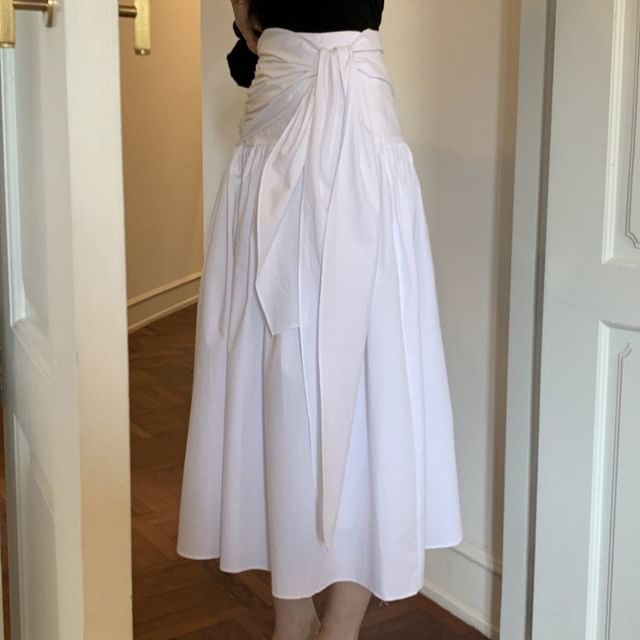 Ruched Midi A-Line Skirt - Altfashion Shop