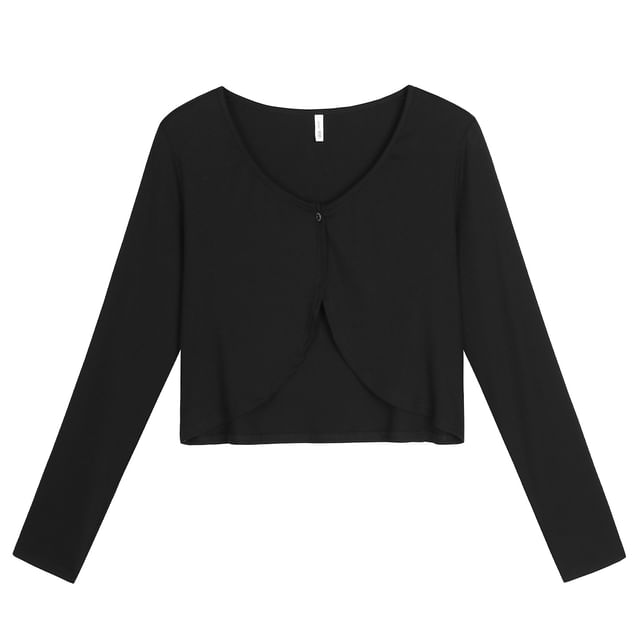 Open Front Plain Crop Cardigan / Sleeveless Maxi A-Line Dress