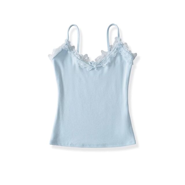 Plain Lace Trim Camisole Top