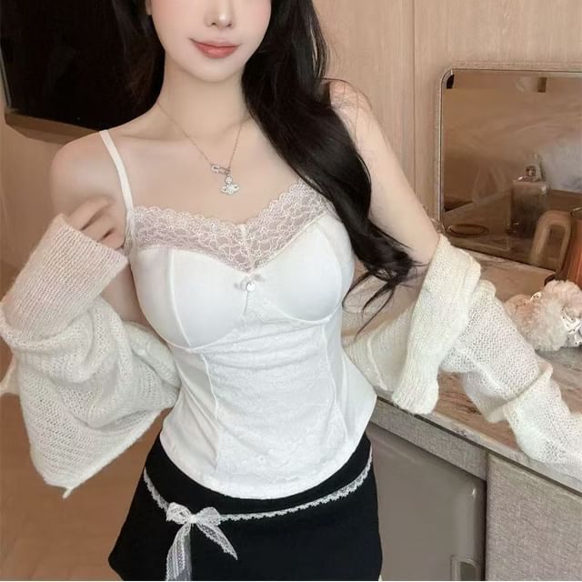 Lace-Paneled Camisole with Adjustable Straps