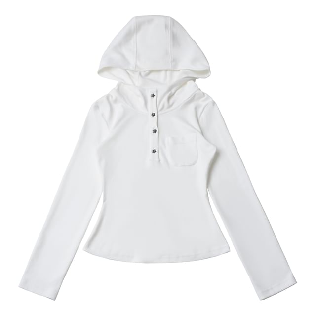 Hooded Henley Long Sleeve Tee