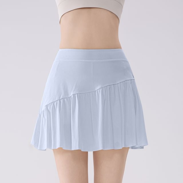Mid Rise Plain Sport Mini A-Line Skirt