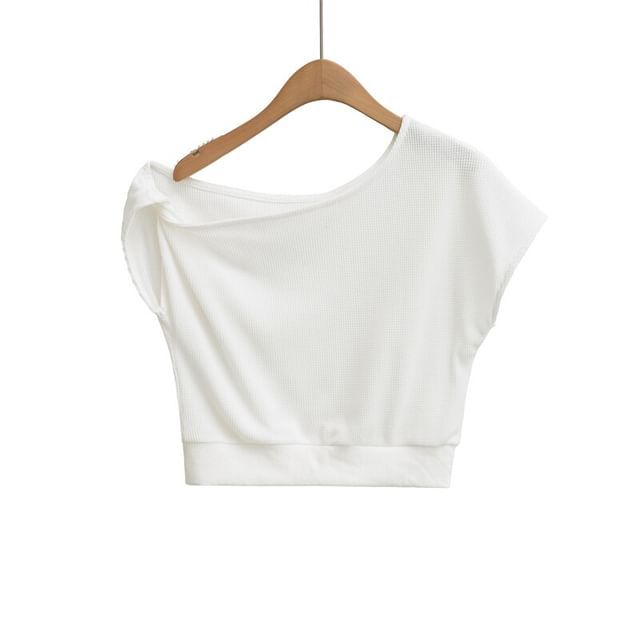 Off Shoulder Asymmetrical T-Shirt Short Sleeve