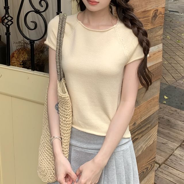 Short Sleeve Crew Neck Crop Top