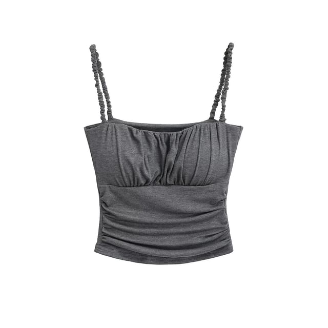 Square Neck Plain Crop Camisole with Thin Straps