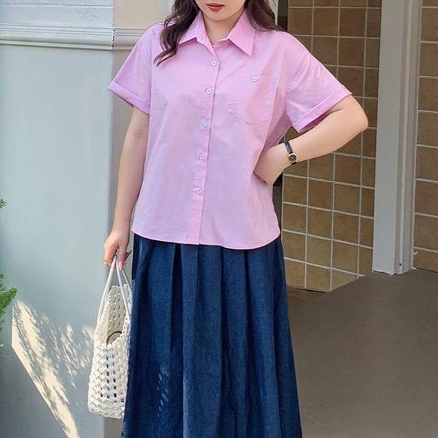 Plain Pocket Front Shirt