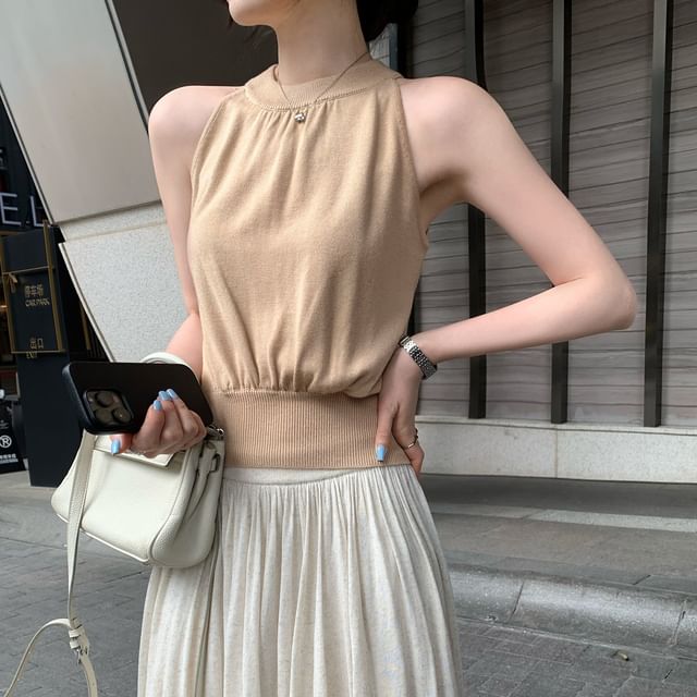 Halter Neck Ruched Crop Top
