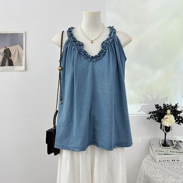 V-Neck Sleeveless Plain Top