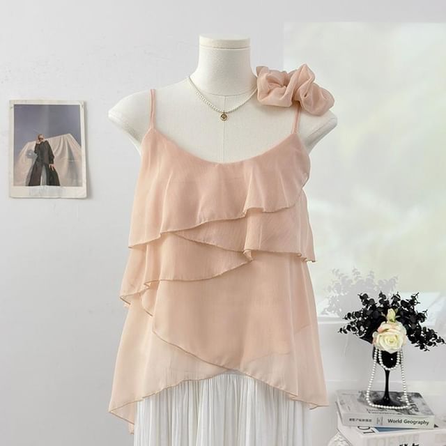 Scoop Neck Asymmetrical Layered Camisole