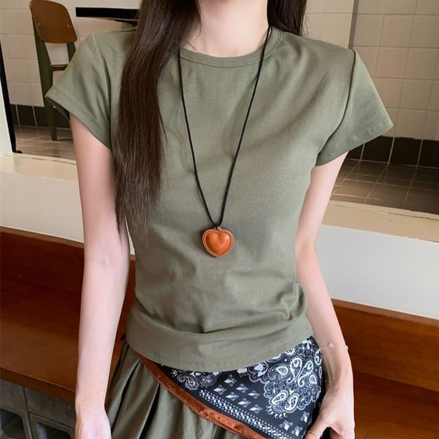 Crew Neck Crop Tee and Mid Rise Wide Leg Pants with Scarf Set