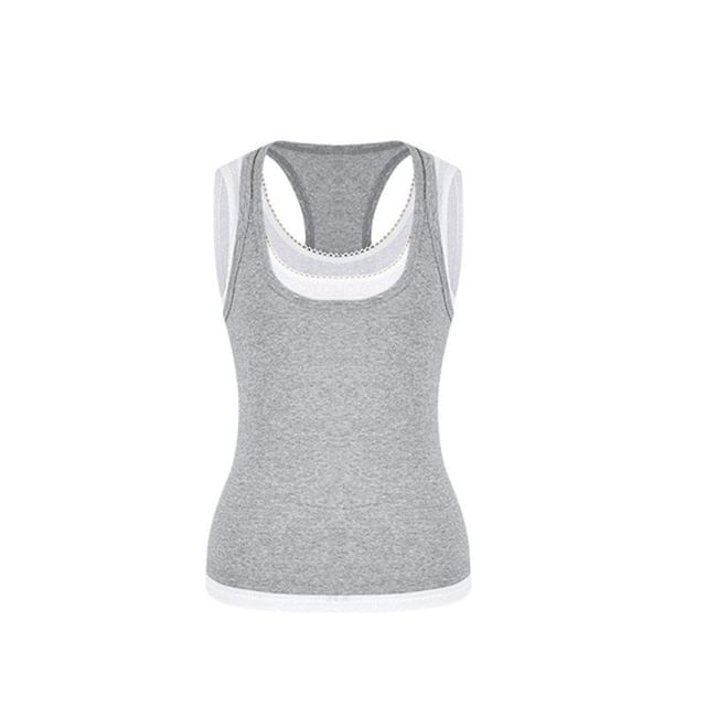 Mock Two-Piece Scoop Neck Tank Top