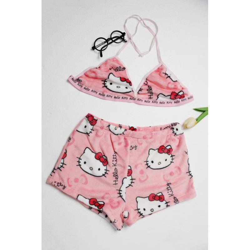 Cartoon Casual Plush Pajamas Set