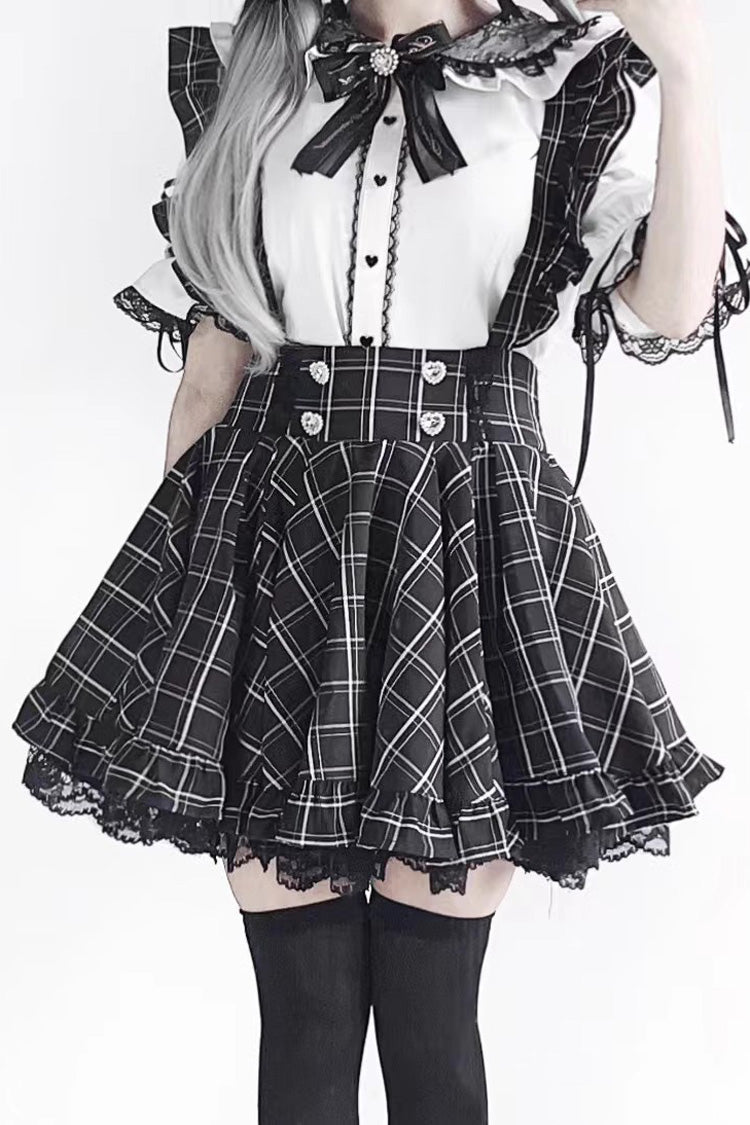 Tartan Ruffle Lace Jirai Kei Japanese Dress