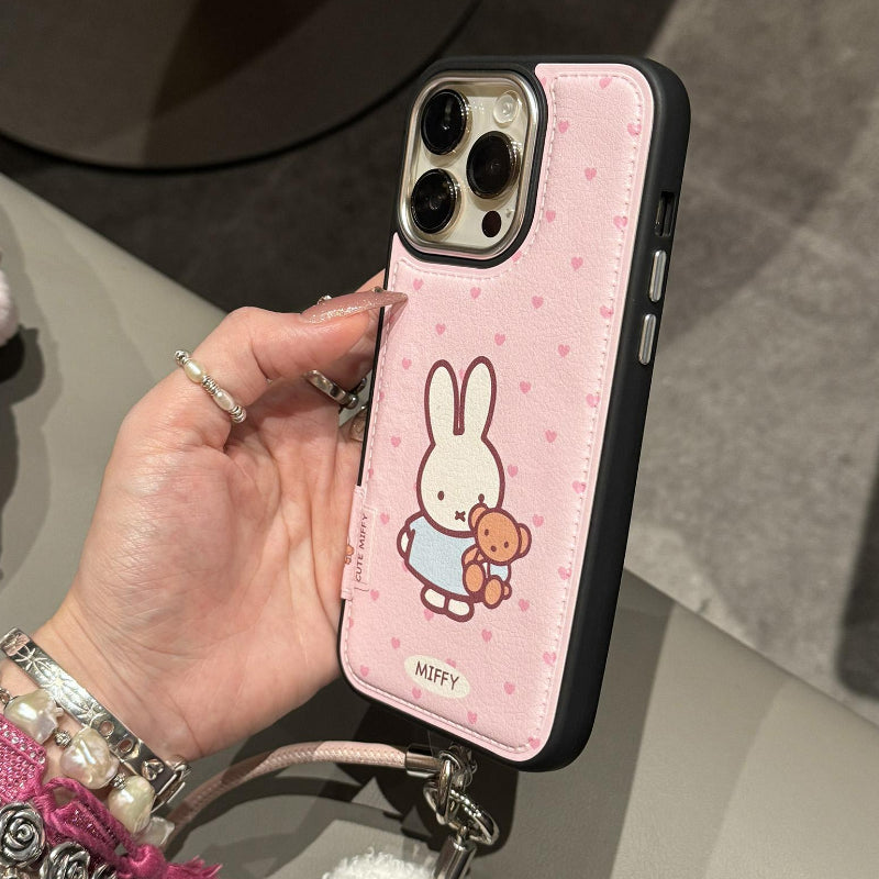 Pink Leather Love Bunny Phone Case KI705