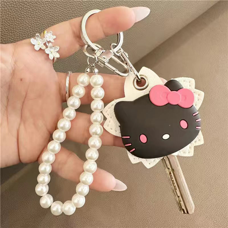 Cartoon Kitty Floral Key Card Cover