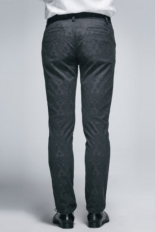 Braided-Strap Jacquard Pants in Dark Gothic Style