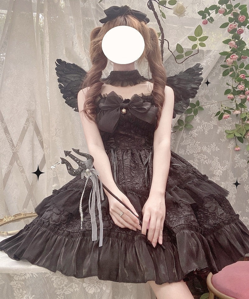 Angel Assembly Lolita Dress - All Black / S - dress