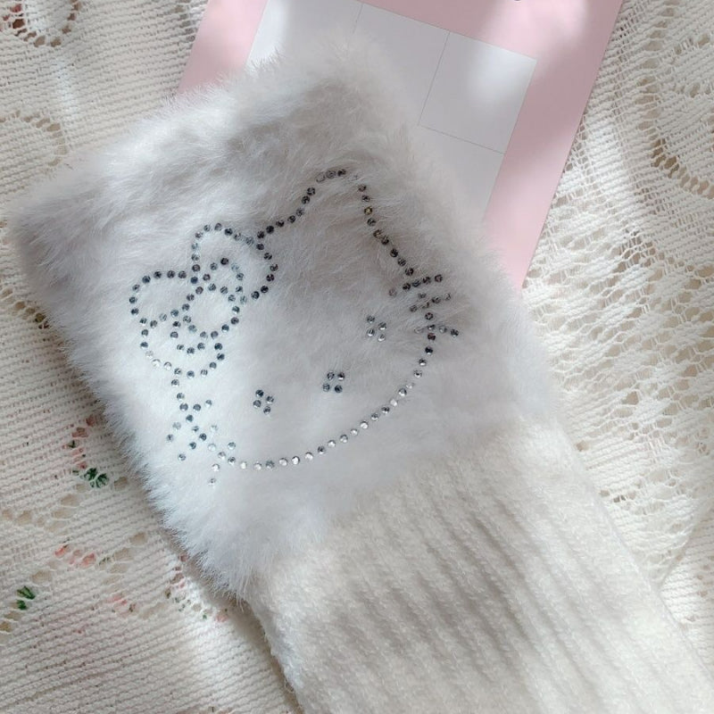 Bling Kitty Halb bedeckte Handschuhe KI397