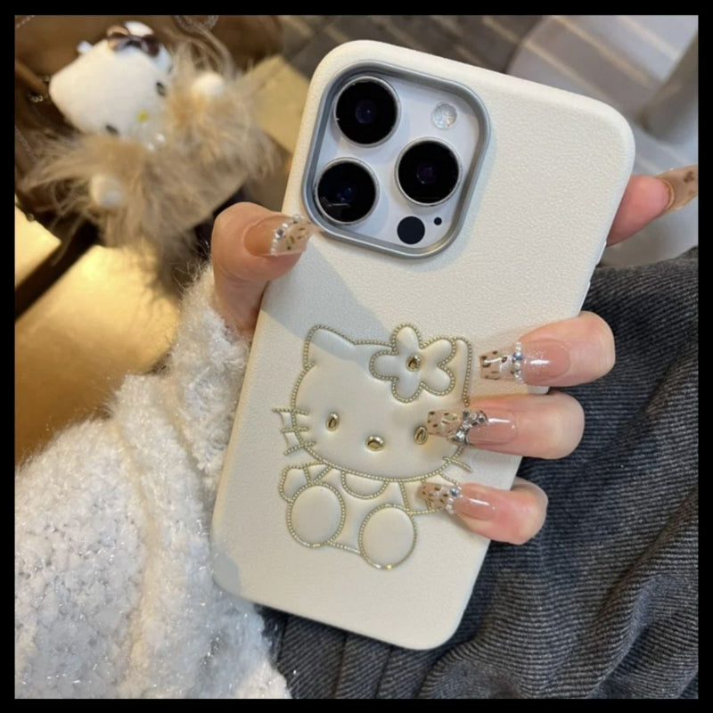 White Flower Cat Bow Phone Case KI702