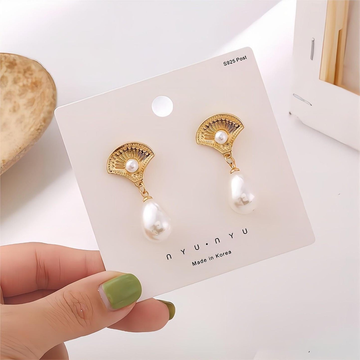 Boho Metallic Muschel Perlen Ohrringe