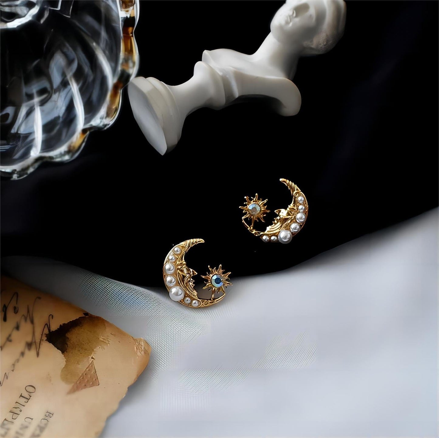 Boucles d'oreilles pendantes Boho Pearl Moon Phase Star