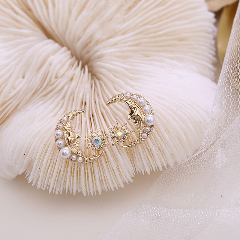 Boucles d'oreilles pendantes Boho Pearl Moon Phase Star