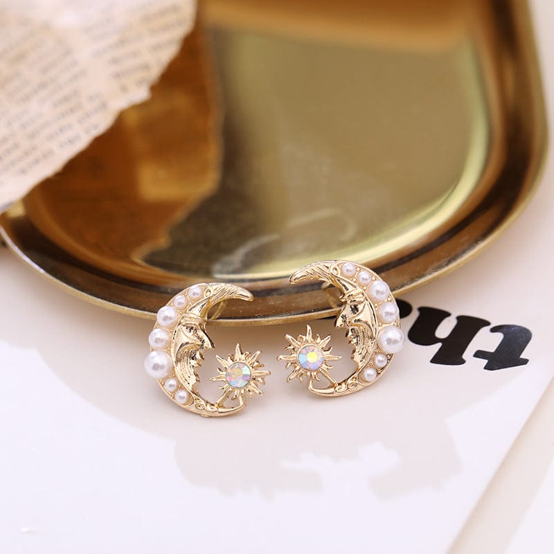 Boucles d'oreilles pendantes Boho Pearl Moon Phase Star