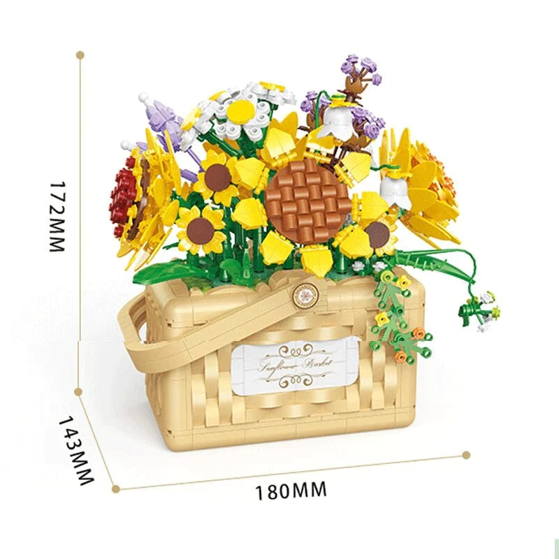 Building Block Basket Bouquet Set - building blocks, flowers, kawaii, lego, lego sets Kawaii Babe