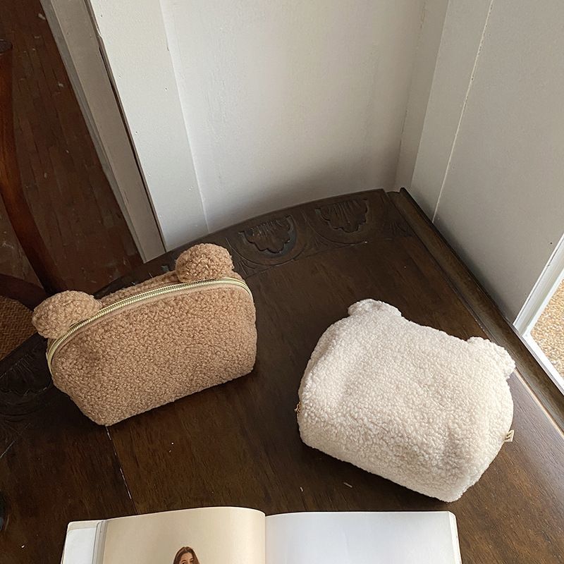Cute Bear Plush Embroidery Makeup Bag
