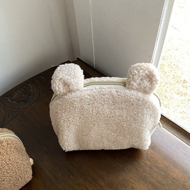 Cute Bear Plush Embroidery Makeup Bag