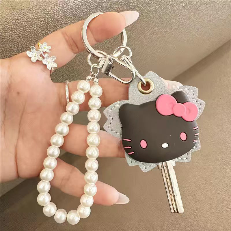 Cartoon Kitty Floral Key Card Cover