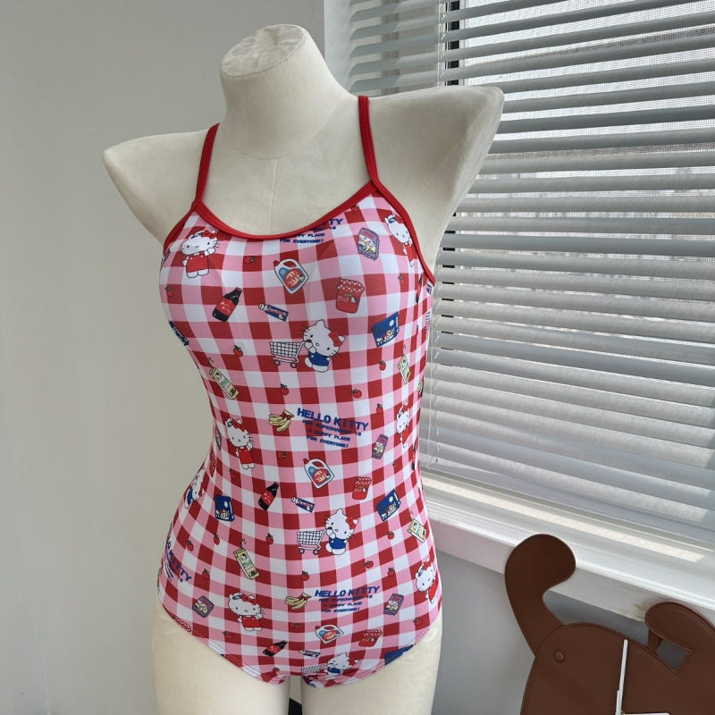 Cute Kitty Plaid Swimsuit KI614